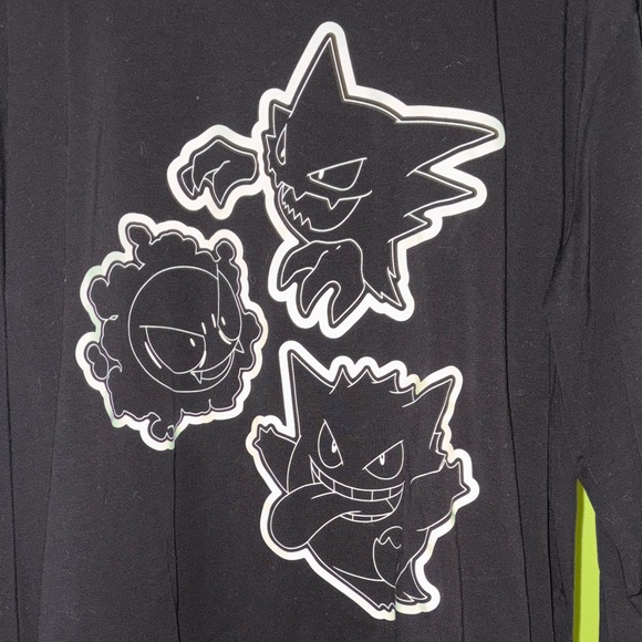 Blackmilk Pokemon Glow in the dark Black Tee with Ghostly Characters L - Picture 2 of 4